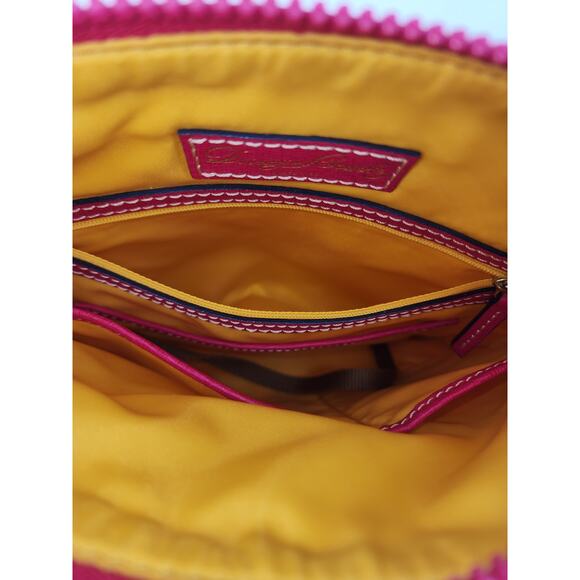 Dooney & Bourke Pink & White Geo Print Canvas Crossbody - Picture 16 of 16